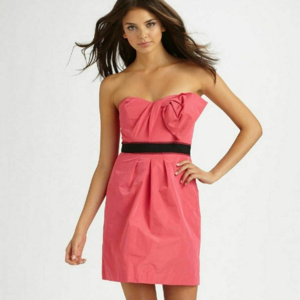 NWT BCBGMaxAzria Red Bow Strapless Cocktail Dress 0